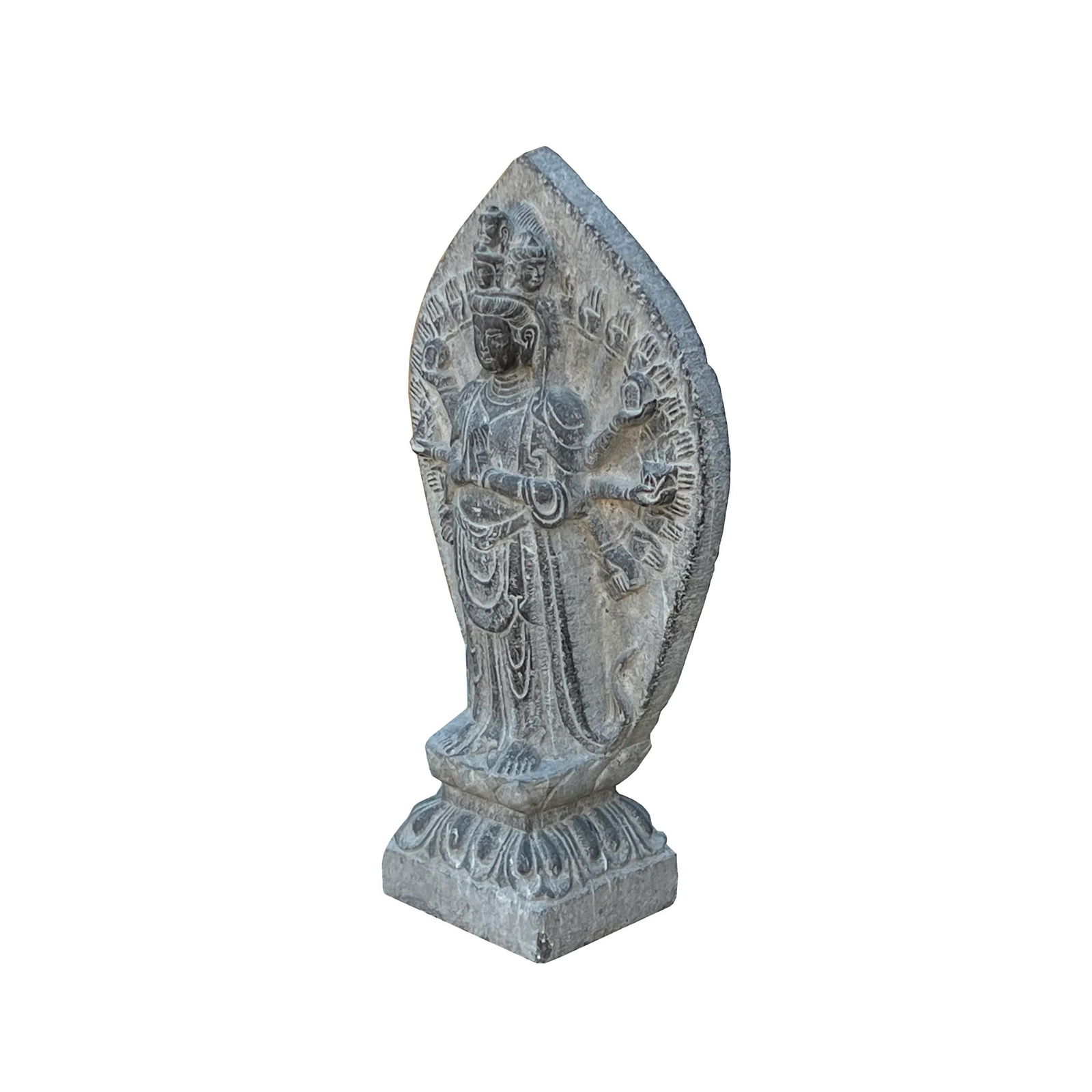 Chinese Stone Standing Multi-Hands Kwan Yin Tara Bodhisattva Statue - 4