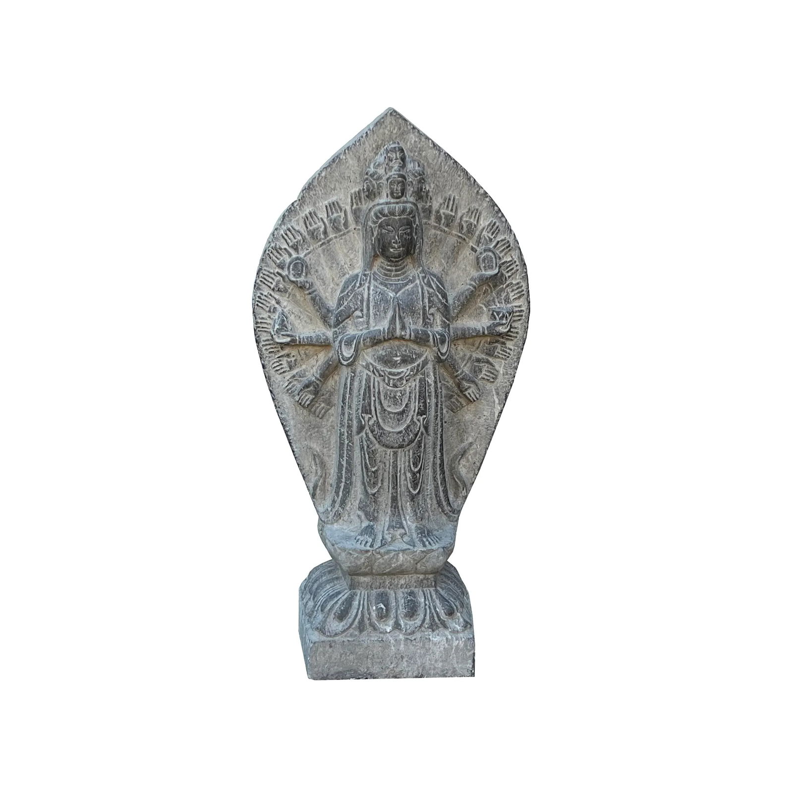 Chinese Stone Standing Multi-Hands Kwan Yin Tara Bodhisattva Statue - 6