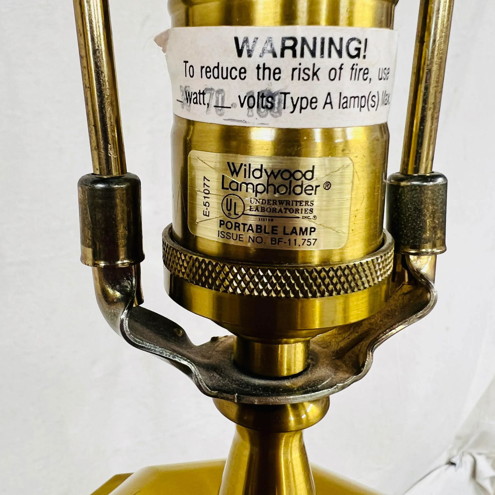 Wildwood Brushed Bright Brass Lamp With Round Knockers, Includes Shade - 10