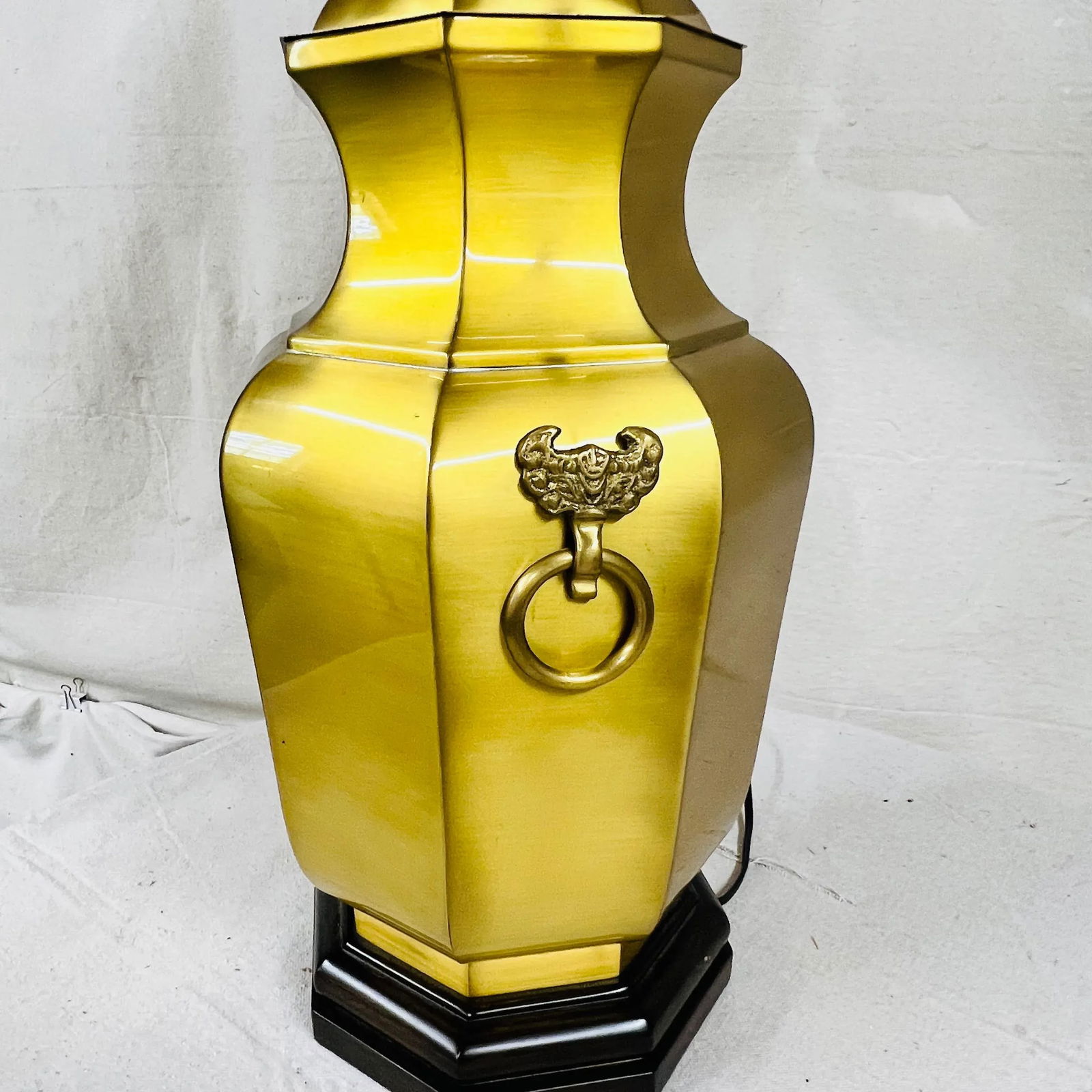 Wildwood Brushed Bright Brass Lamp With Round Knockers, Includes Shade - 3