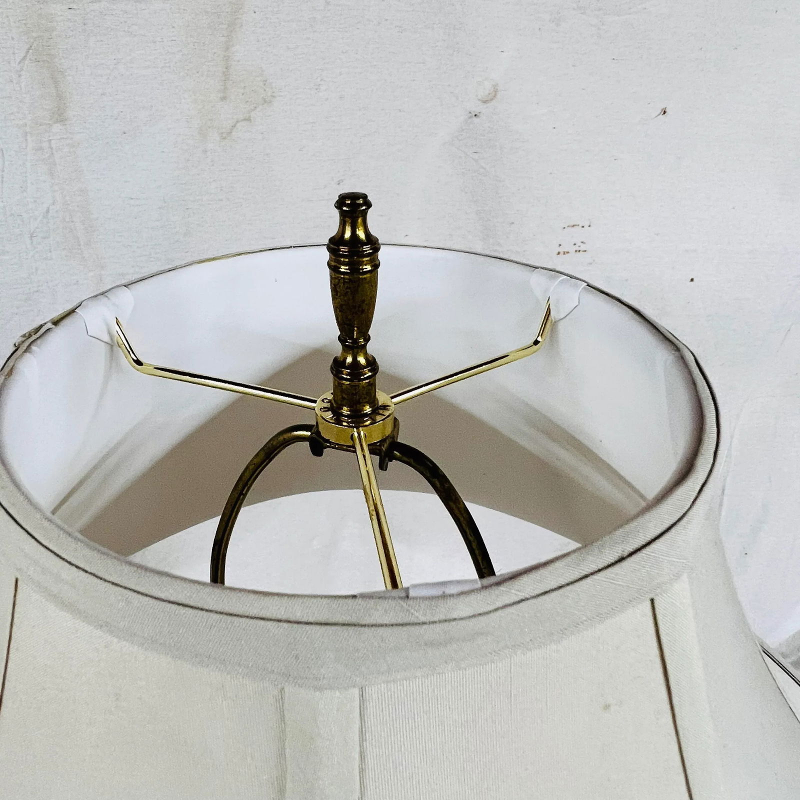 Wildwood Brushed Bright Brass Lamp With Round Knockers, Includes Shade - 5