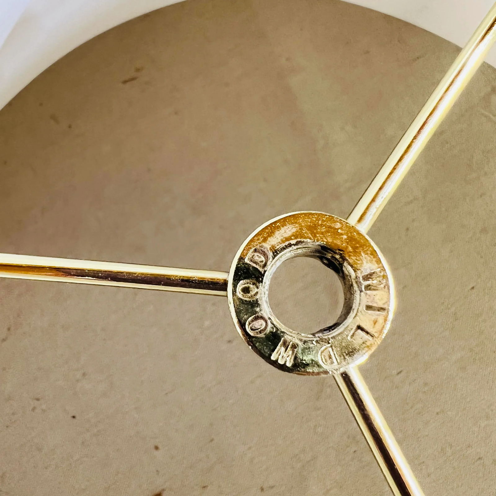 Wildwood Brushed Bright Brass Lamp With Round Knockers, Includes Shade - 6