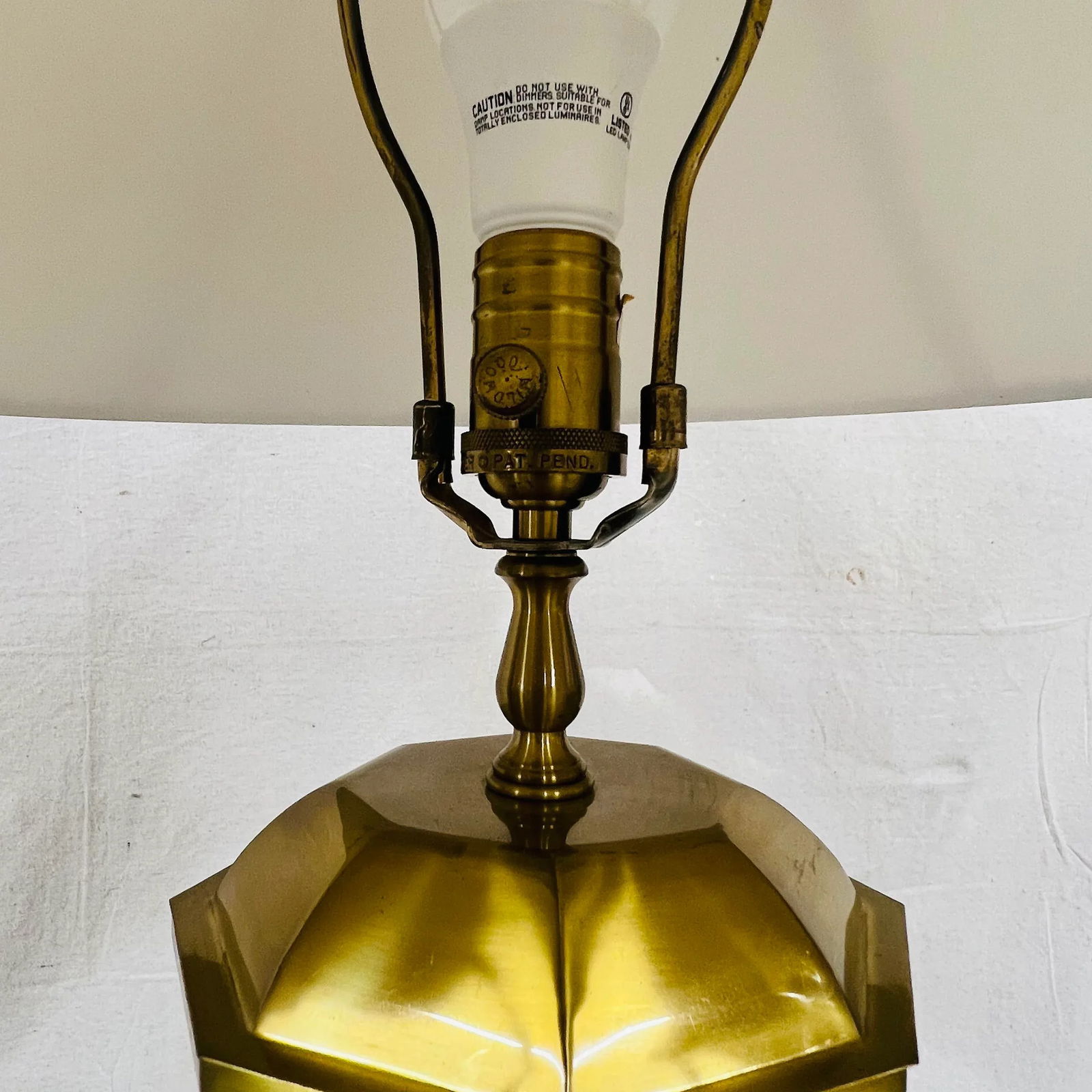 Wildwood Brushed Bright Brass Lamp With Round Knockers, Includes Shade - 7