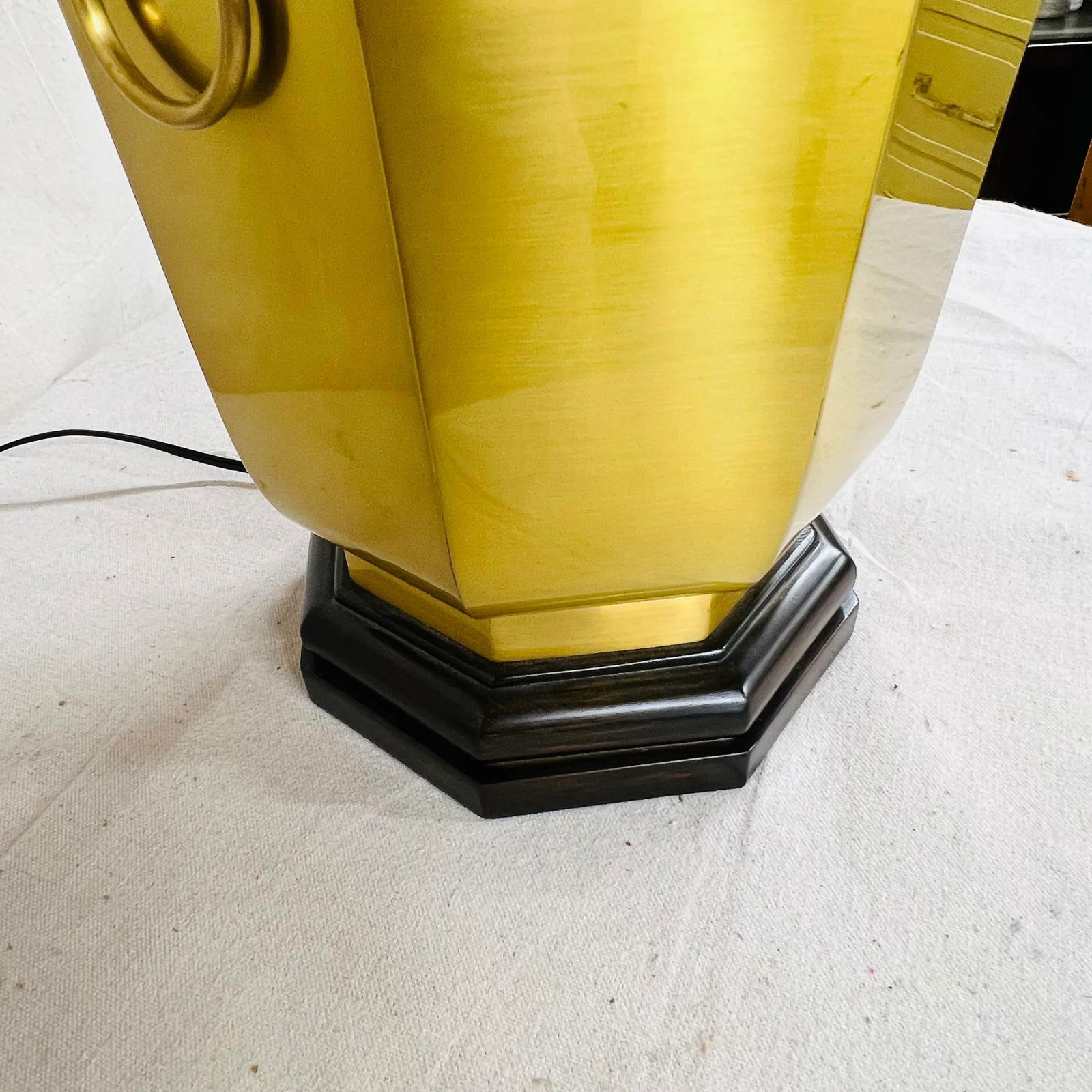 Wildwood Brushed Bright Brass Lamp With Round Knockers, Includes Shade - 8