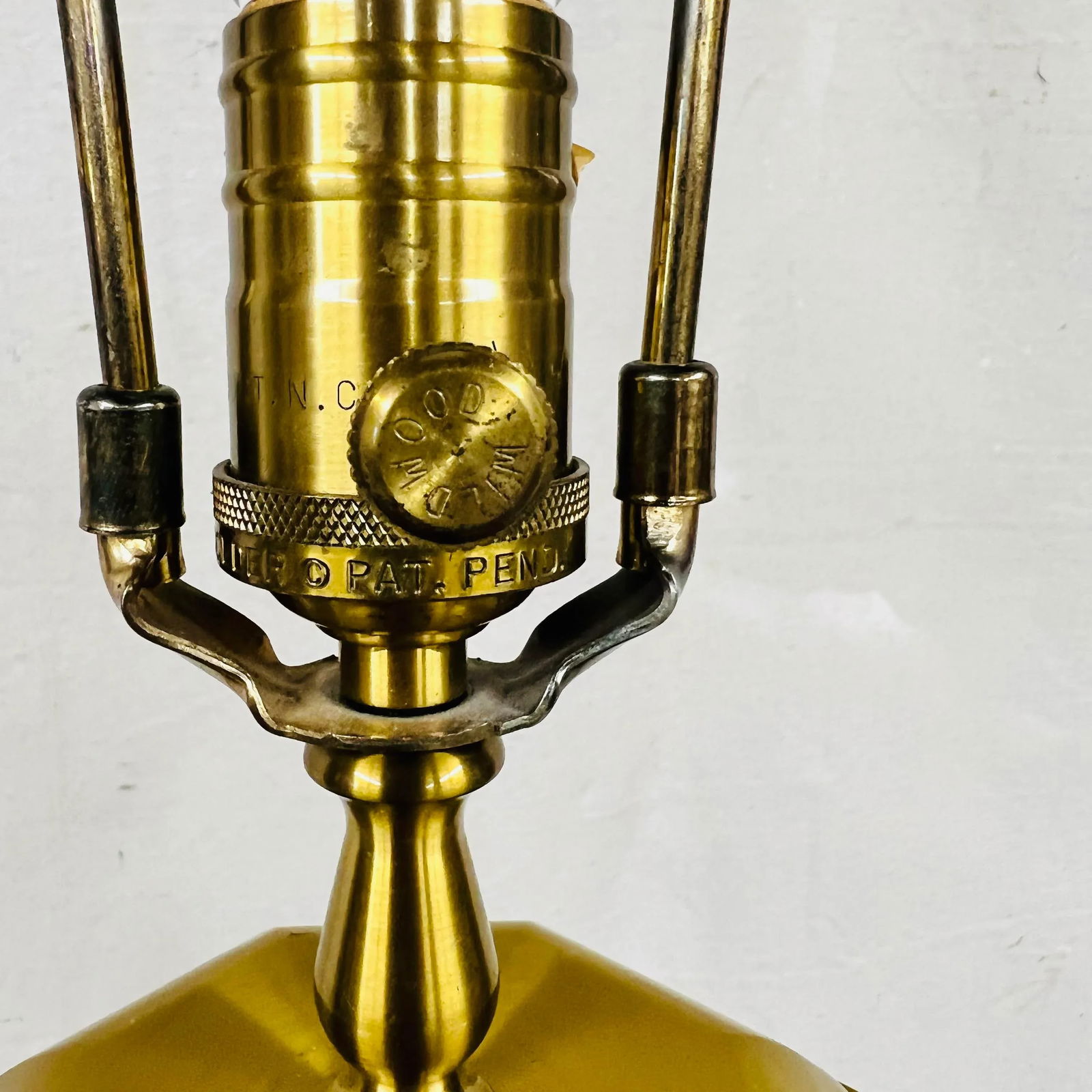 Wildwood Brushed Bright Brass Lamp With Round Knockers, Includes Shade - 9