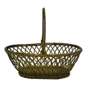 Mid Century Handcrafted Woven Brass Basket