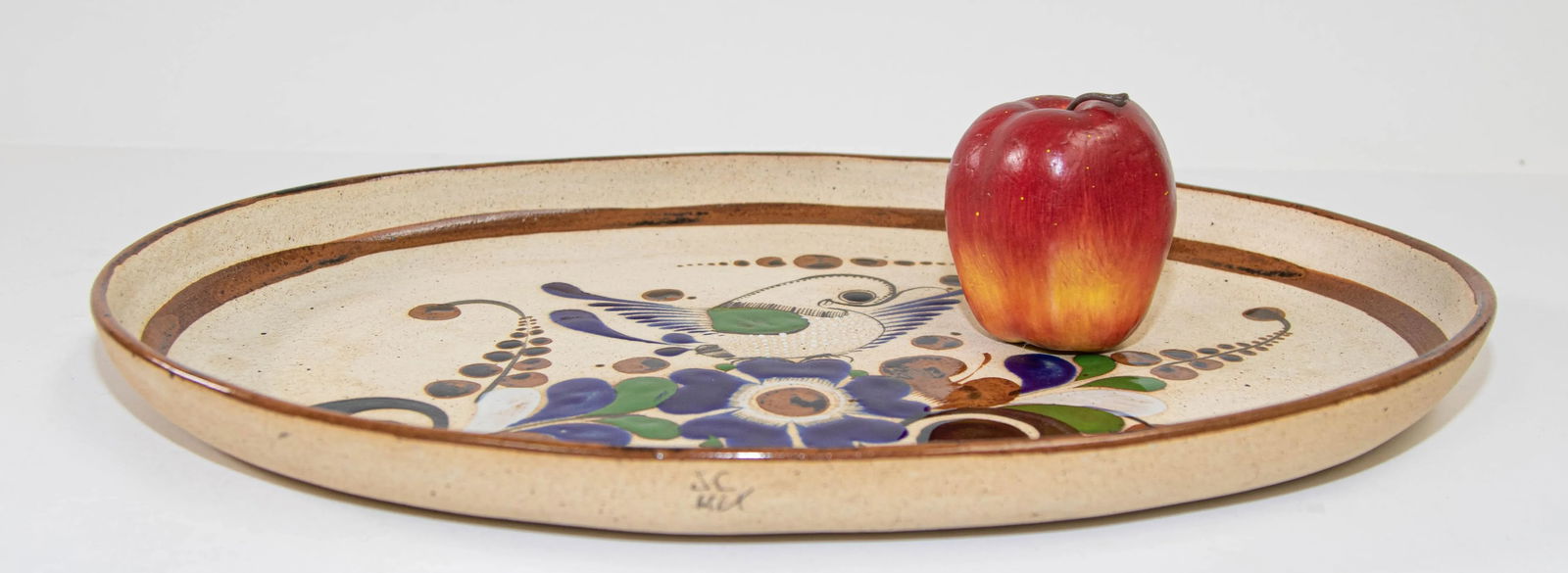 Tonala Folk Art Pottery Oval Platter Signed, Mexico, Circa 1960's - 10