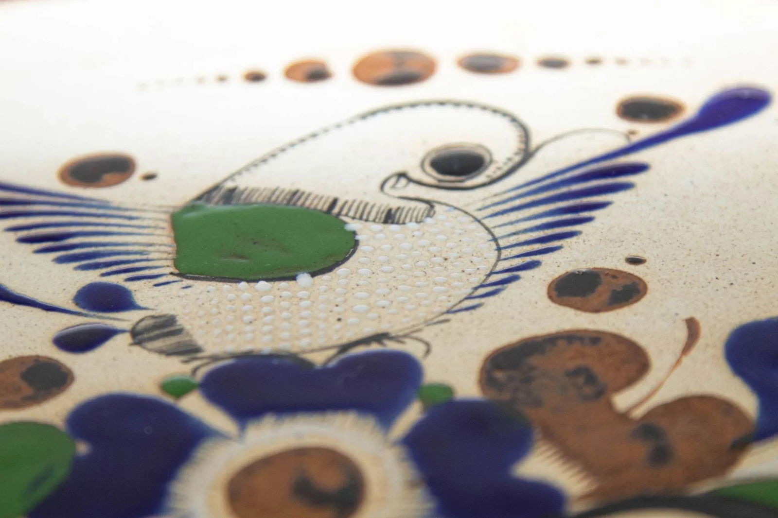 Tonala Folk Art Pottery Oval Platter Signed, Mexico, Circa 1960's - 5