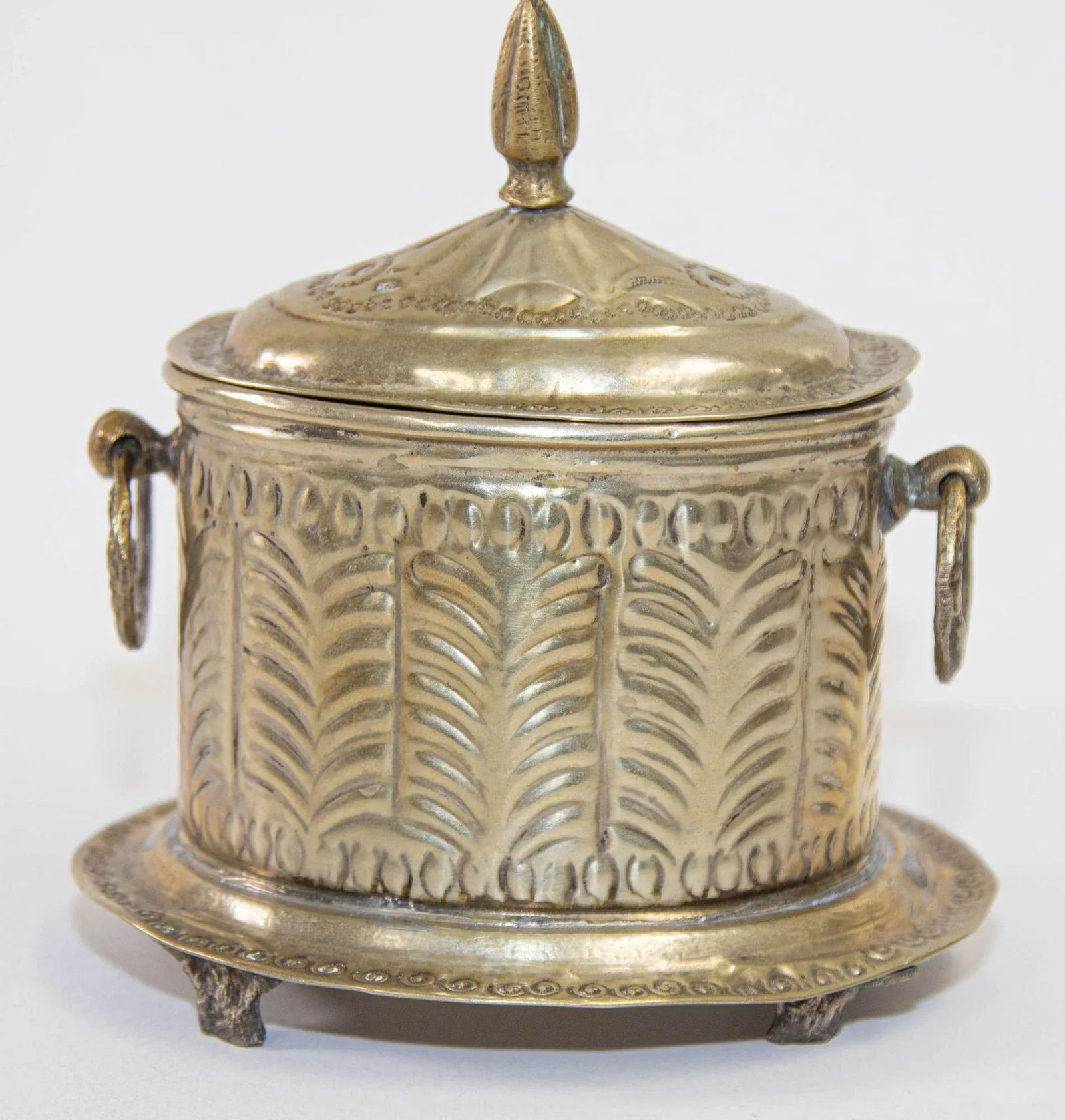 Antique Moroccan Silver Plated Tea Caddy Footed Candy Box - 11
