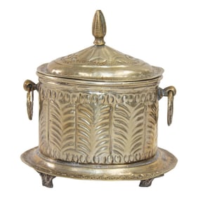 Antique Moroccan Silver Plated Tea Caddy Footed Candy Box