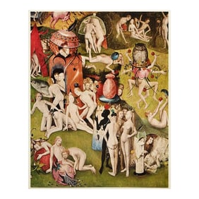 1955 After Bosch "Portion of the Garden of Earthly Delights", Vintage Full-Color Print
