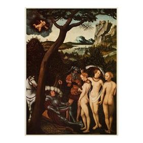 1955 After Cranach "The Judgment of Paris", First Edition Vintage Full-Color Print