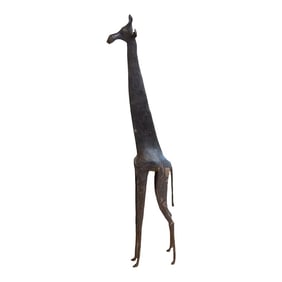 Vintage African Giraffe With Dark Patina