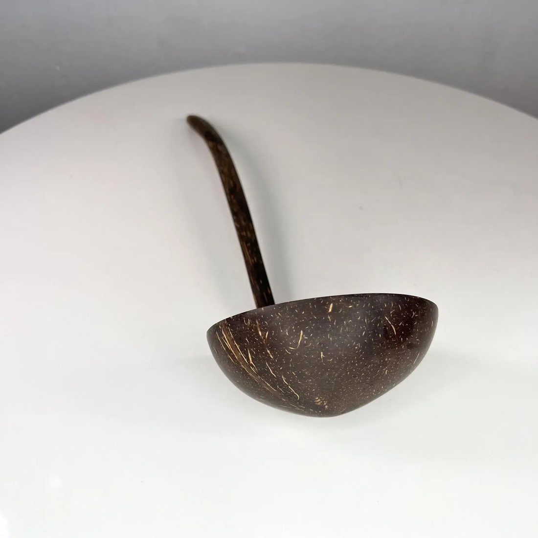 Vintage Folk Art Handmade Coconut Palm Wood Spoon Ladle - 11