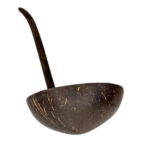 Vintage Folk Art Handmade Coconut Palm Wood Spoon Ladle