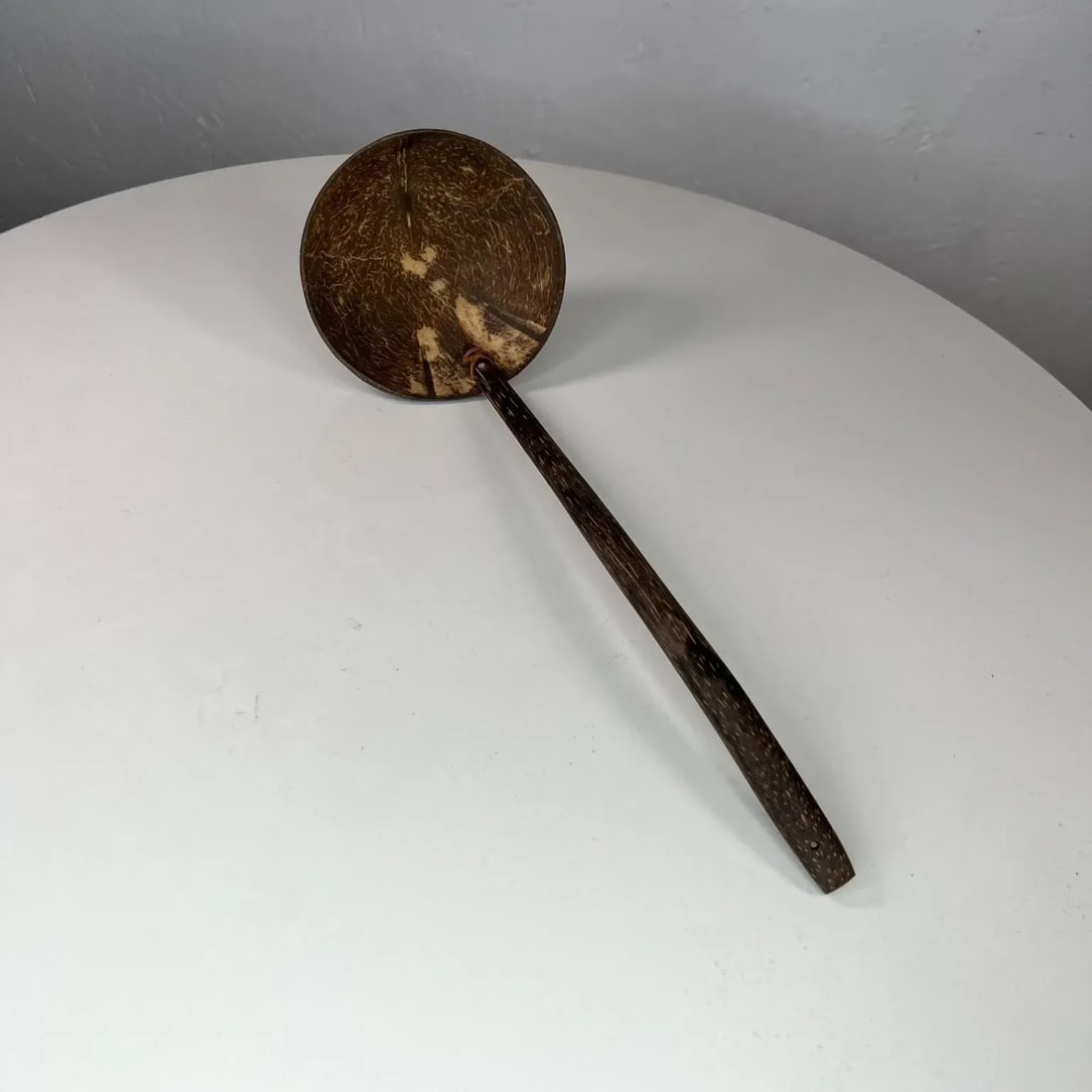 Vintage Folk Art Handmade Coconut Palm Wood Spoon Ladle - 4