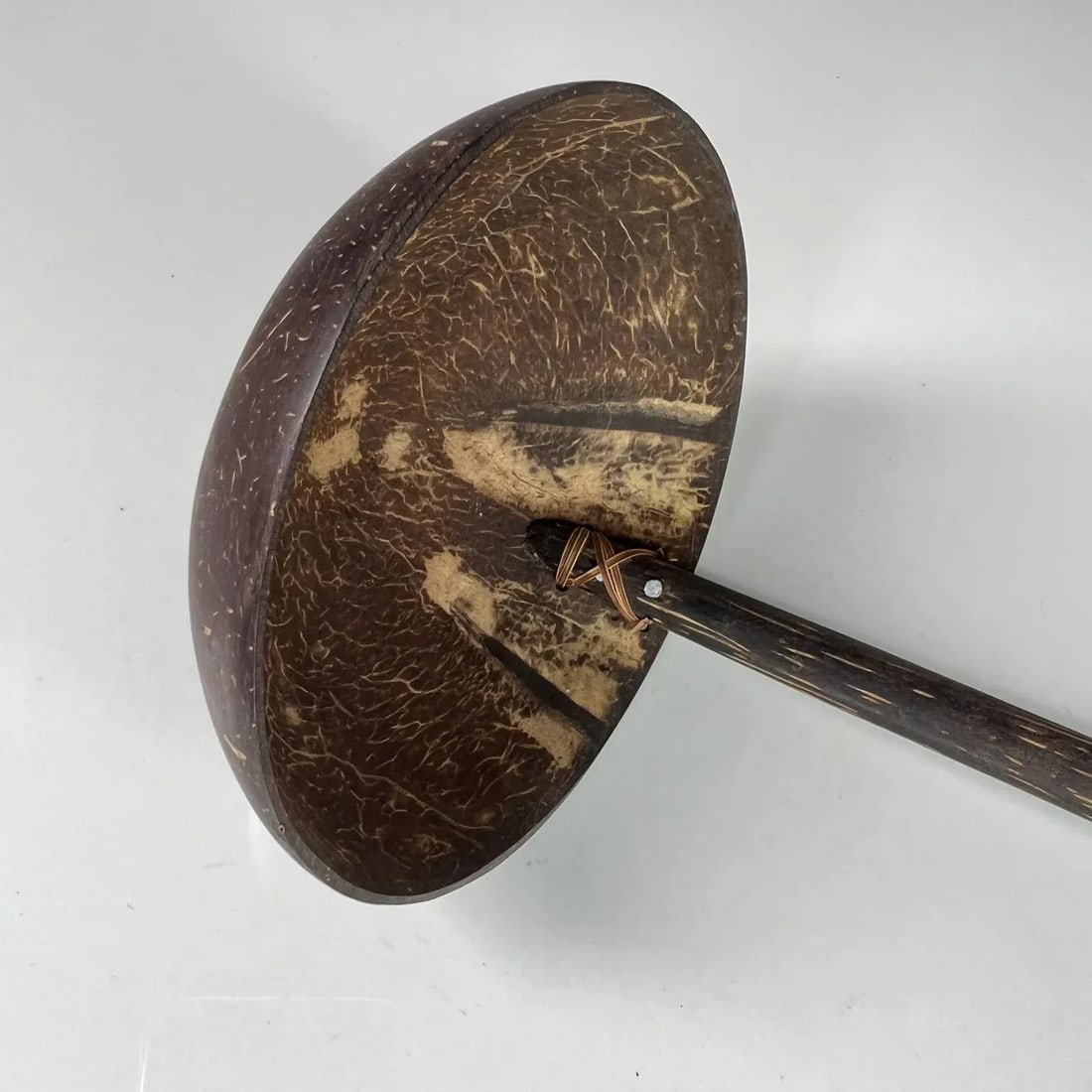 Vintage Folk Art Handmade Coconut Palm Wood Spoon Ladle - 5