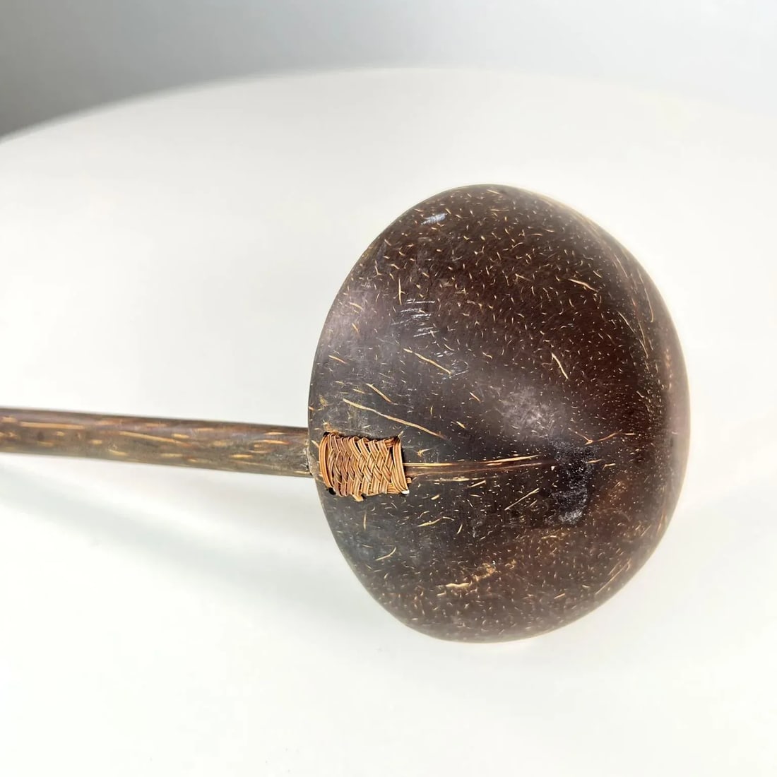 Vintage Folk Art Handmade Coconut Palm Wood Spoon Ladle - 7