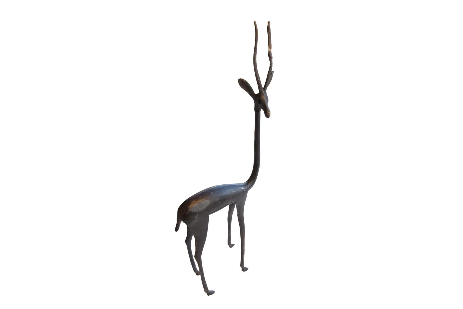 Vintage African Right Facing Gazelle With Dark Patina - 8