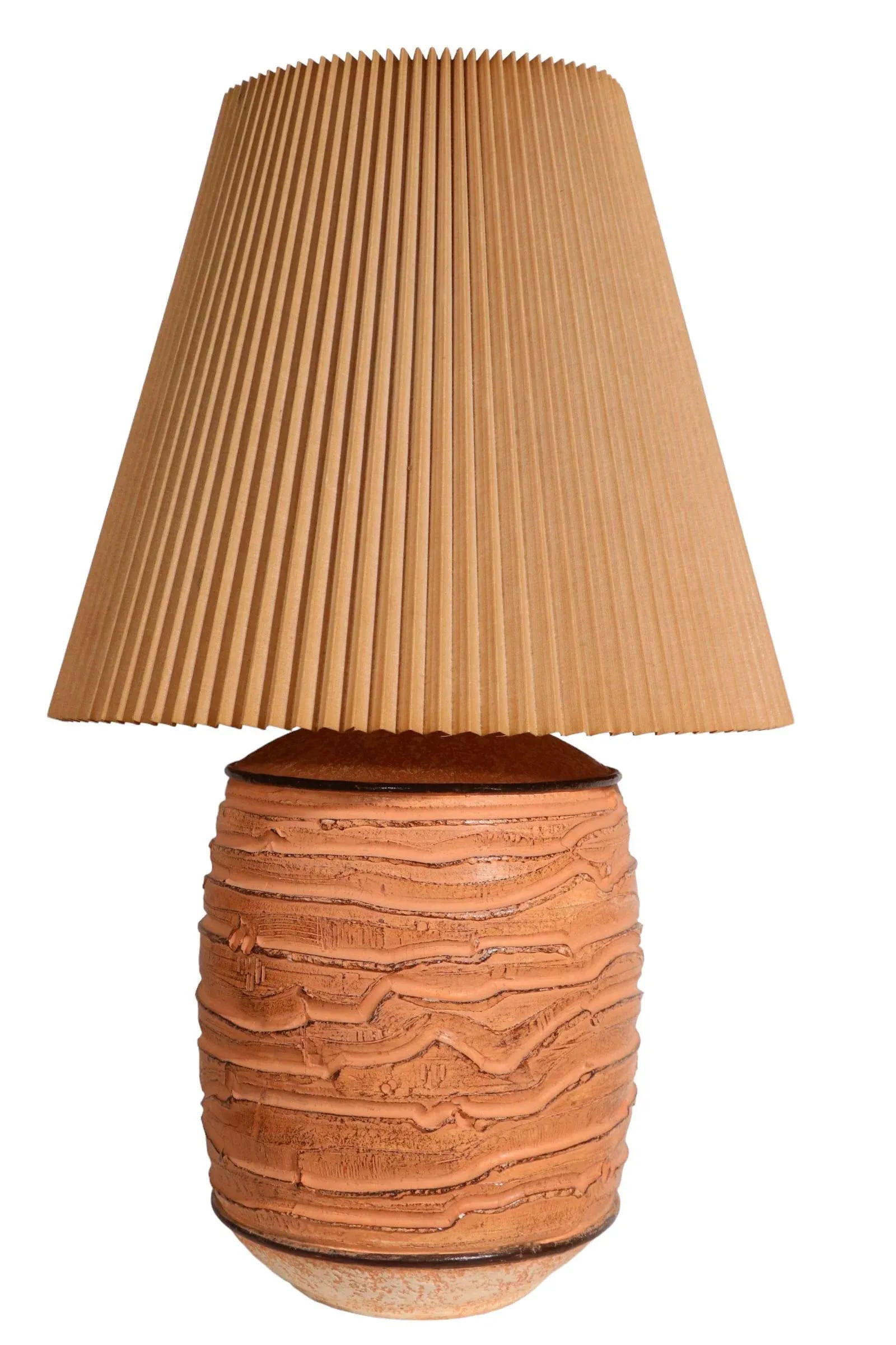 Cast Plaster Table Lamp With Original Pleated Shade by Casual Lamps of California C. 1981 - 12