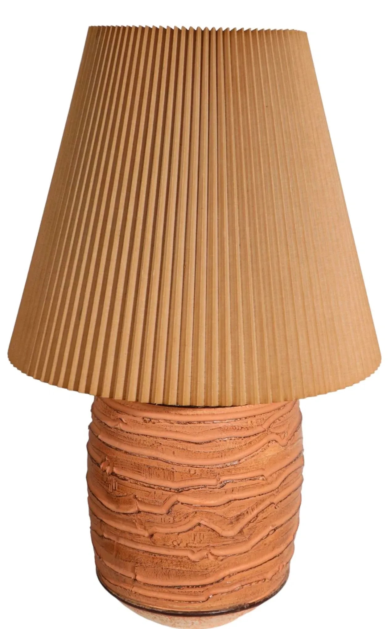 Cast Plaster Table Lamp With Original Pleated Shade by Casual Lamps of California C. 1981 - 4