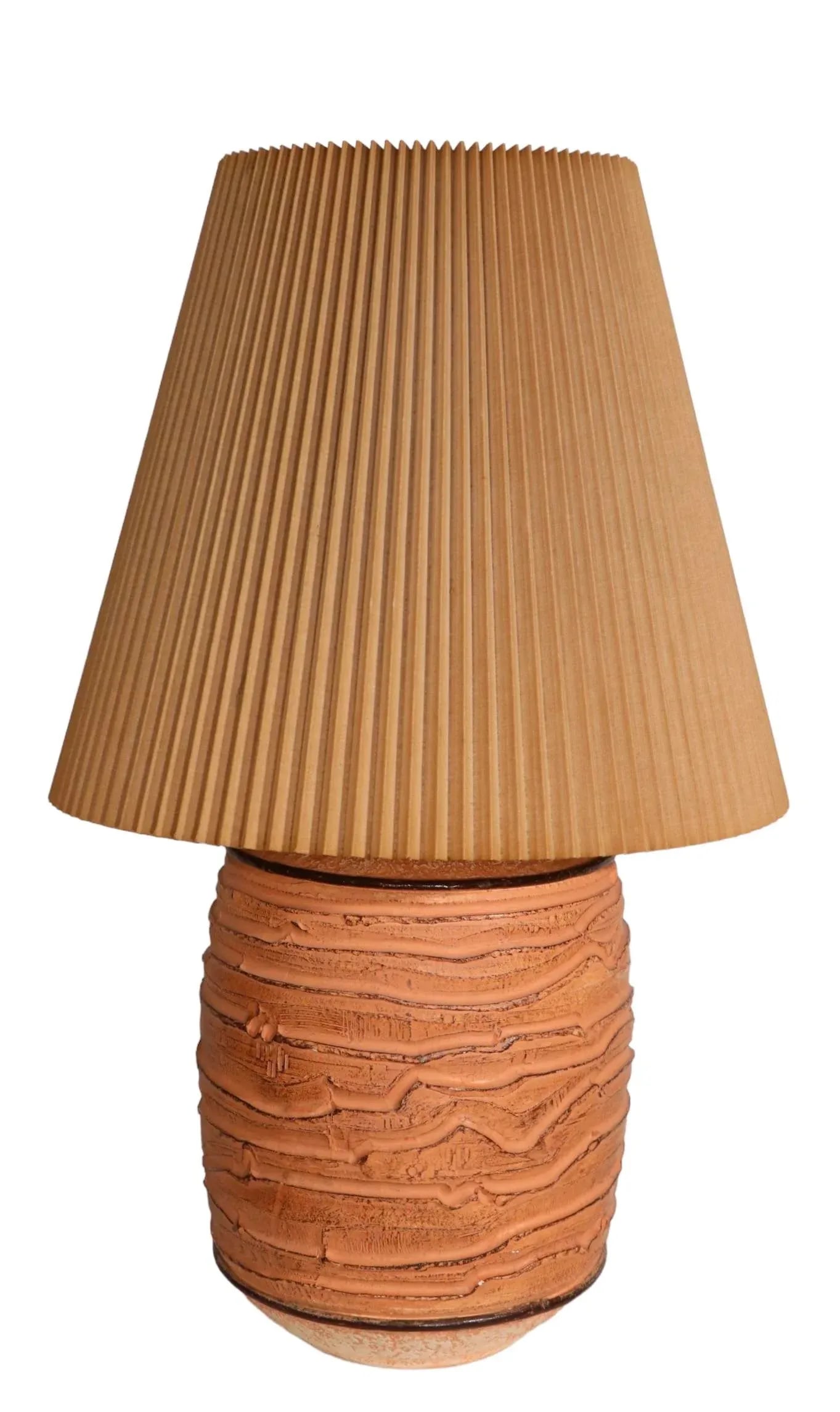 Cast Plaster Table Lamp With Original Pleated Shade by Casual Lamps of California C. 1981 - 5