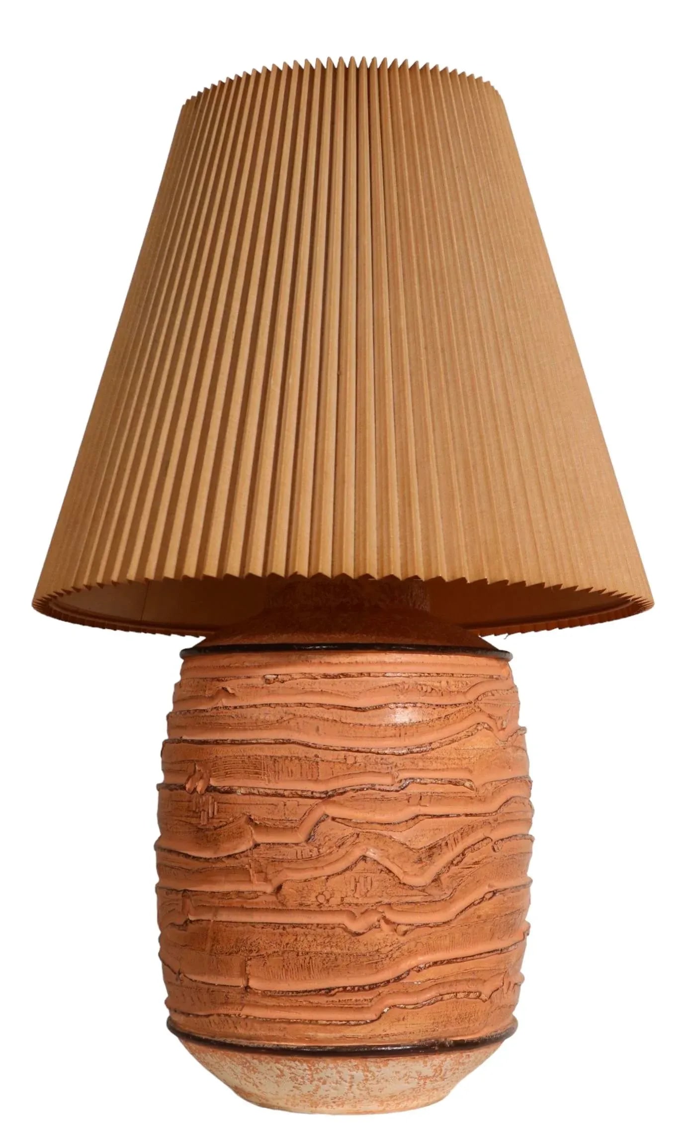 Cast Plaster Table Lamp With Original Pleated Shade by Casual Lamps of California C. 1981 - 6