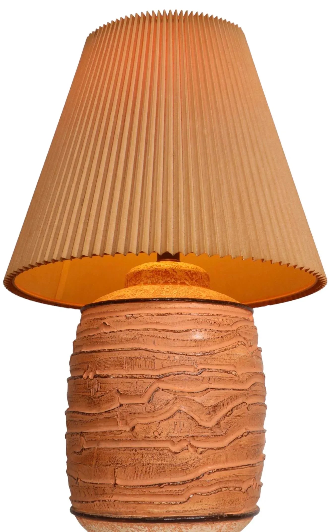 Cast Plaster Table Lamp With Original Pleated Shade by Casual Lamps of California C. 1981 - 7