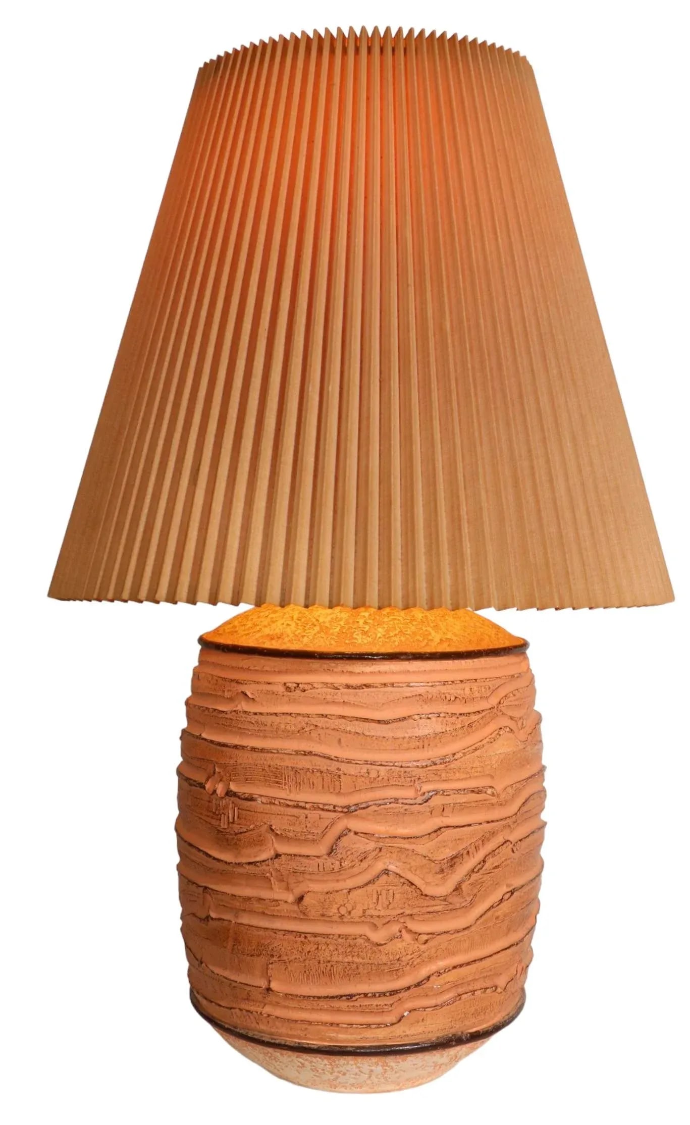 Cast Plaster Table Lamp With Original Pleated Shade by Casual Lamps of California C. 1981 - 8