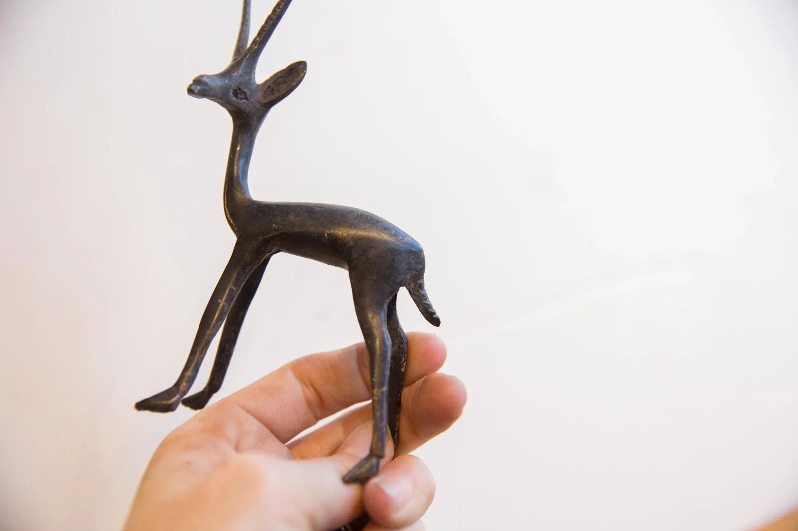 Vintage African Left Facing Gazelle With Dark Patina - 2