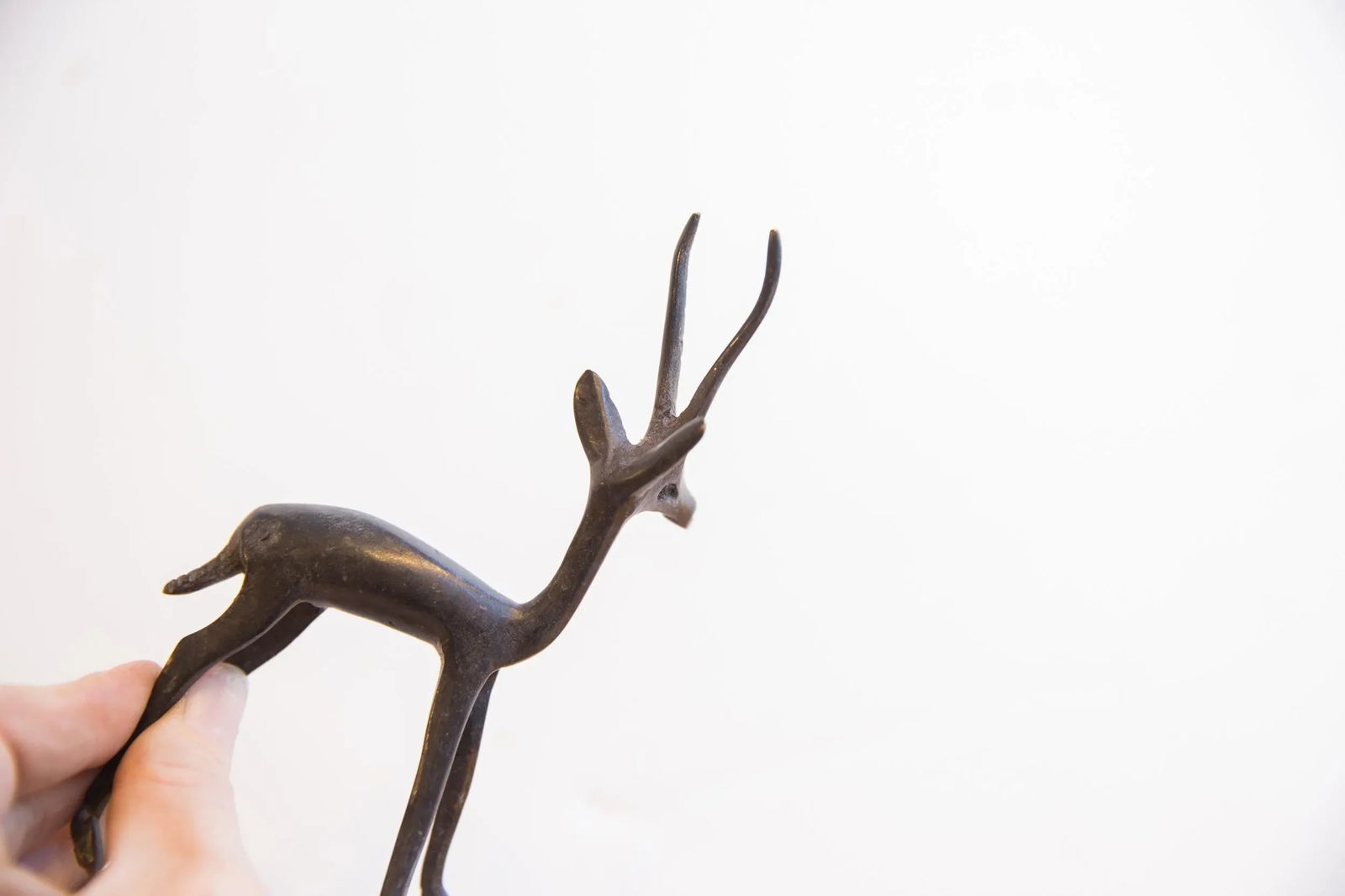 Vintage African Left Facing Gazelle With Dark Patina - 3