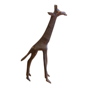 Vintage African Giraffe With Dark Patina