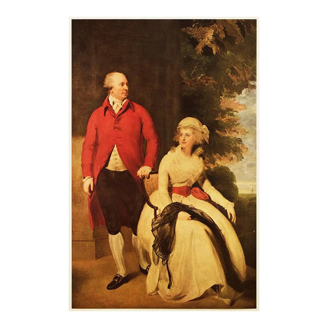 1956 After Thomas Lawrence "John Julius Angerstein and His Wife", Vintage Full-Color Print: An excellent vintage full-color reproduction print after portrait of John Julius Angerstein and His Wife by Thomas Lawrence. Comes from a First Edition art folio printed in 1956. Printed on one side.