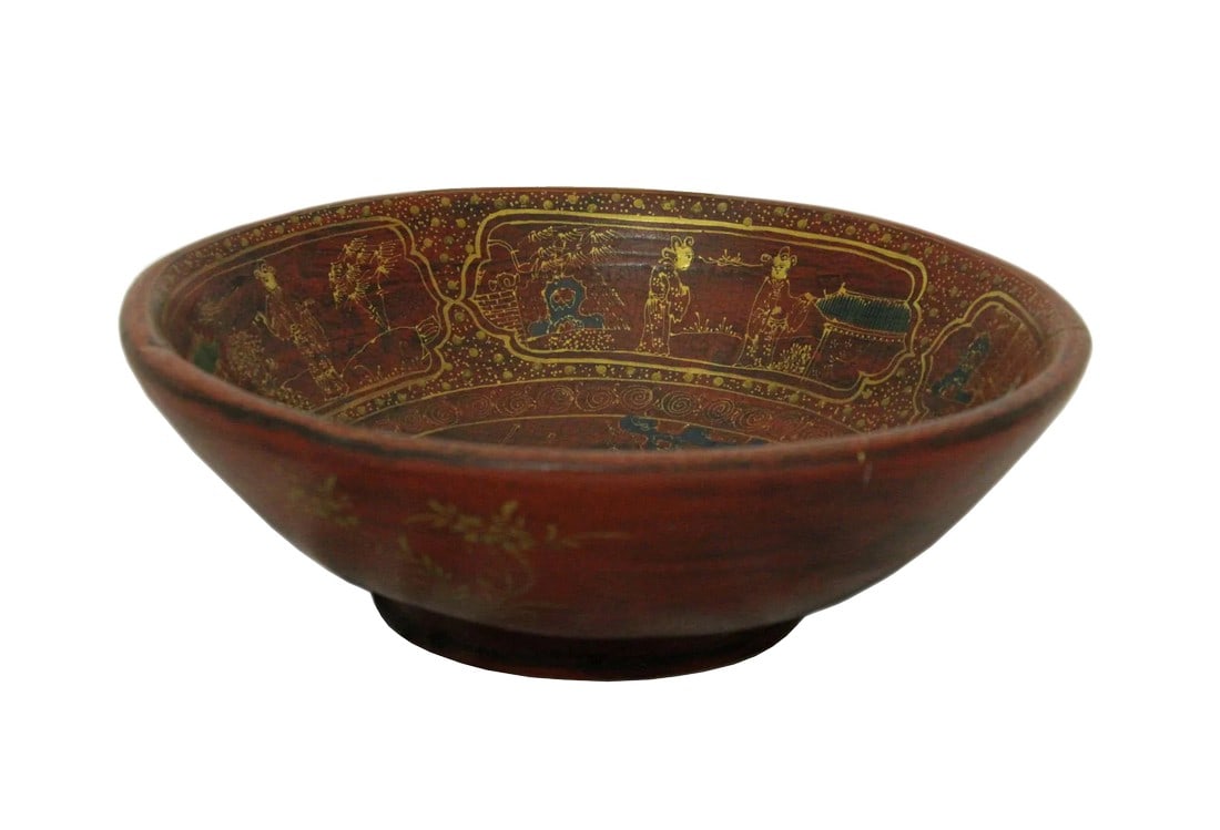 Reproduction Chinese Red 'Filial Piety' Bowl (1 of 7)