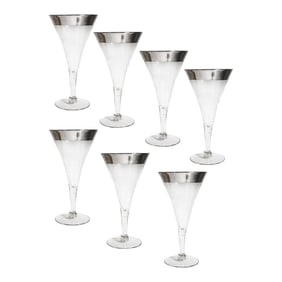 Mid-Century Modern Dorothy Thorpe Silver Band Water Goblets - Set of 7