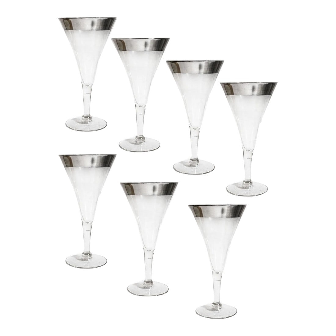 Mid-Century Modern Dorothy Thorpe Silver Band Water Goblets - Set of 7 (1 of 2)