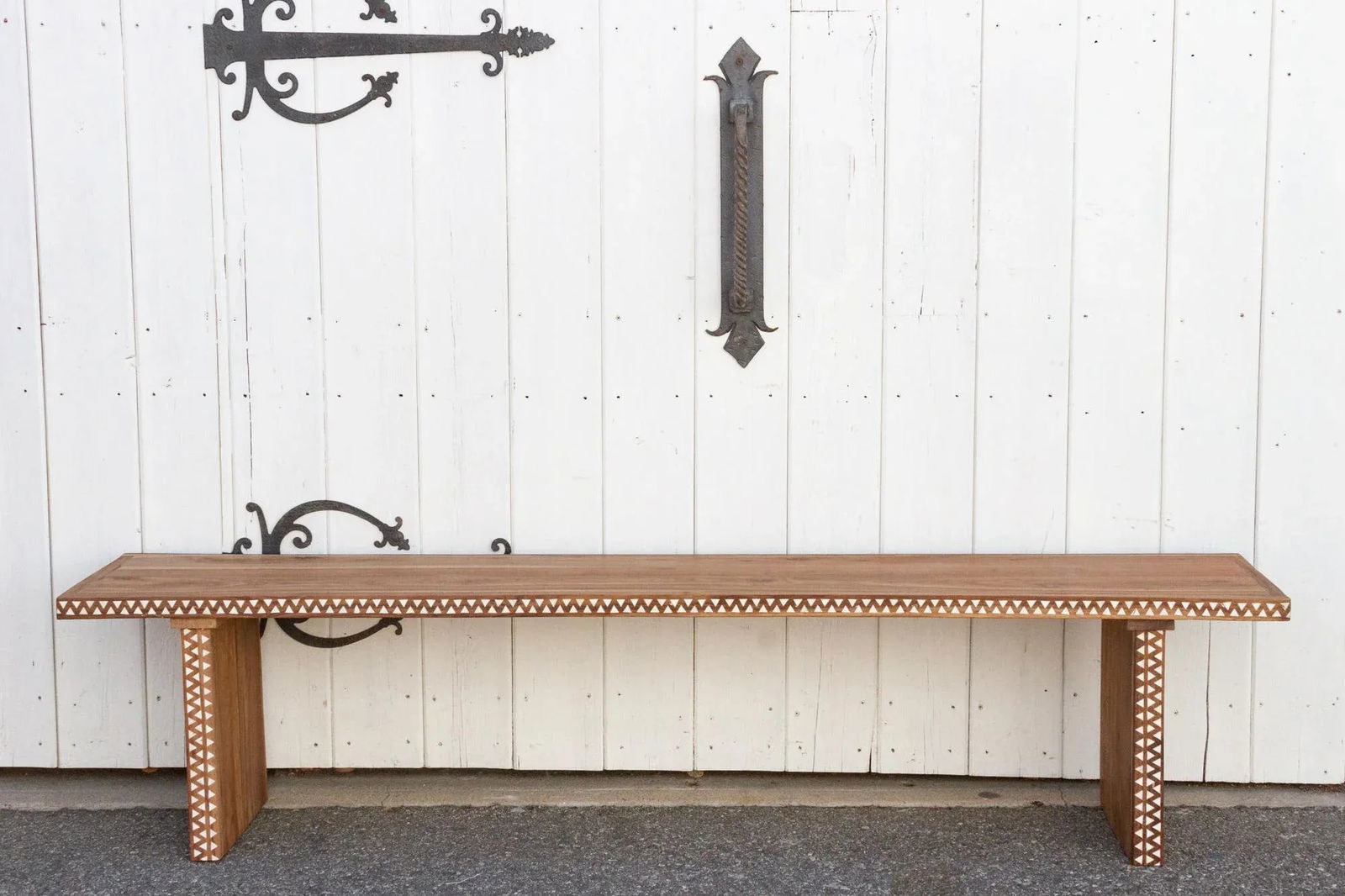 Reclaimed Teak Long Mother of Pearl Bench - 3