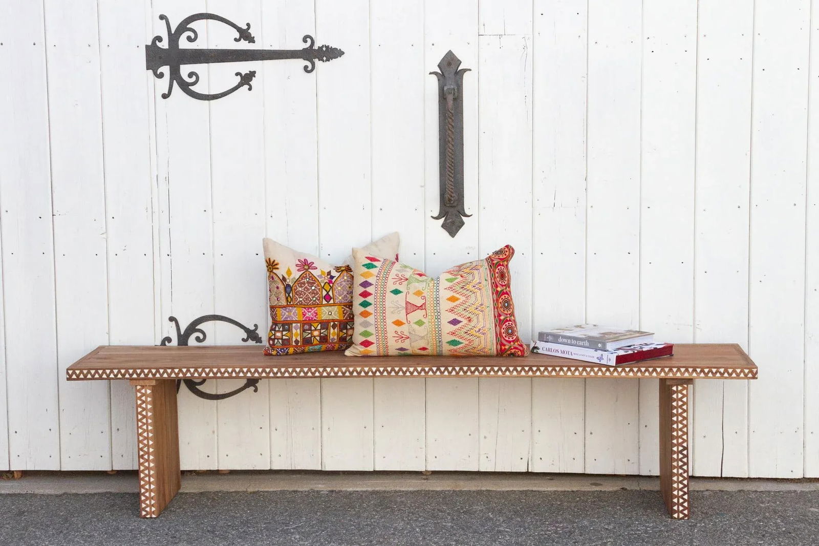 Reclaimed Teak Long Mother of Pearl Bench - 9