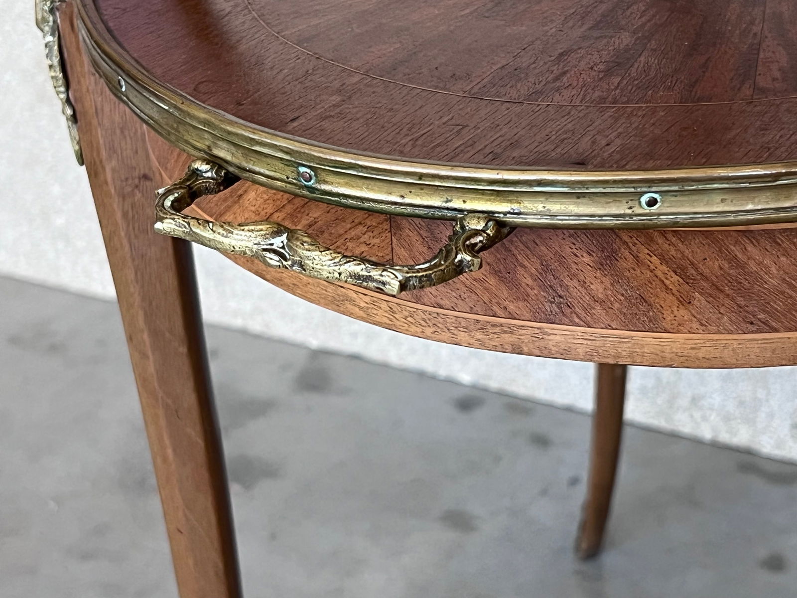 French Mahogany Brass Two-Tier Side or Coffee Table - 10