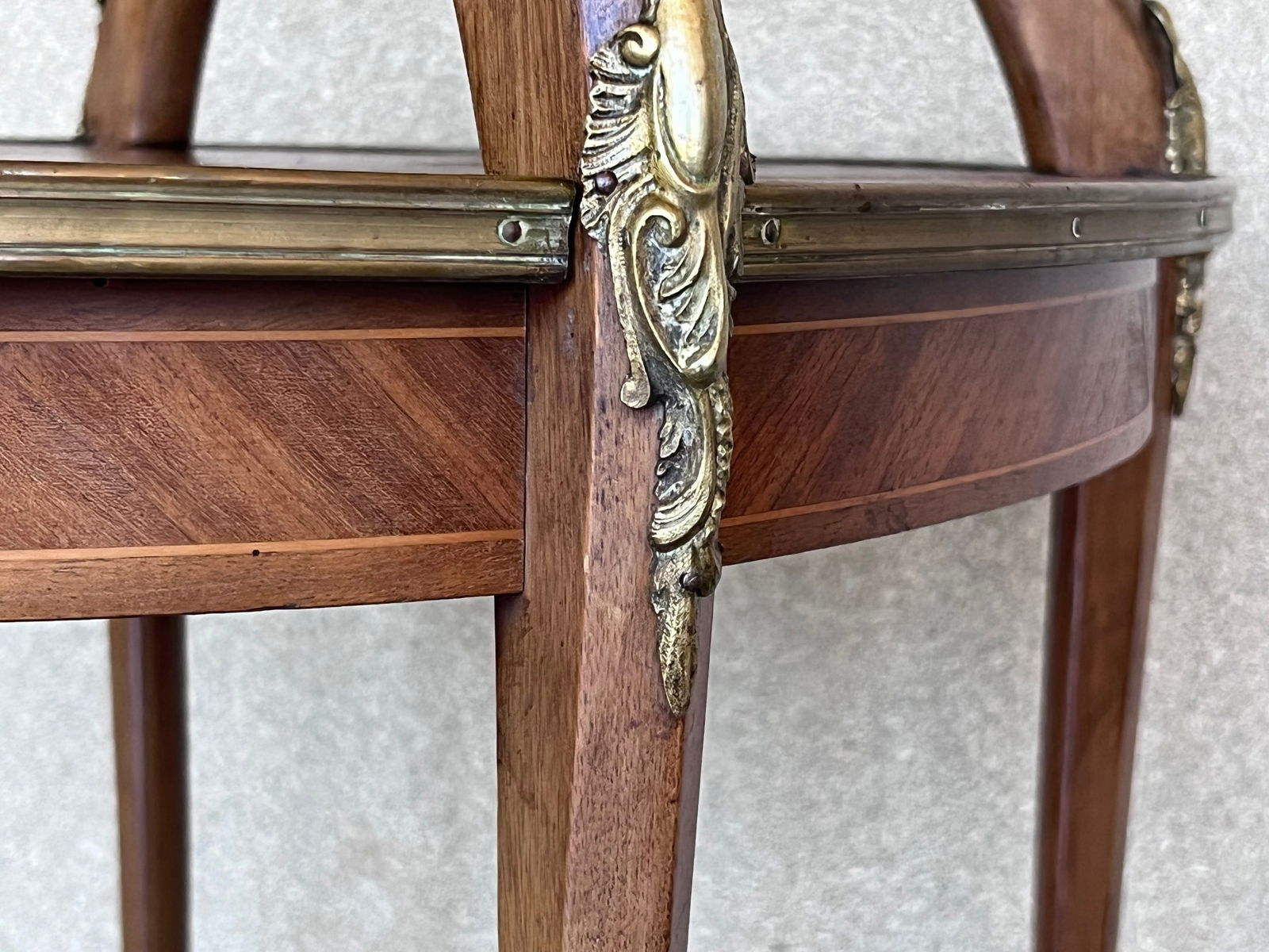 French Mahogany Brass Two-Tier Side or Coffee Table - 11