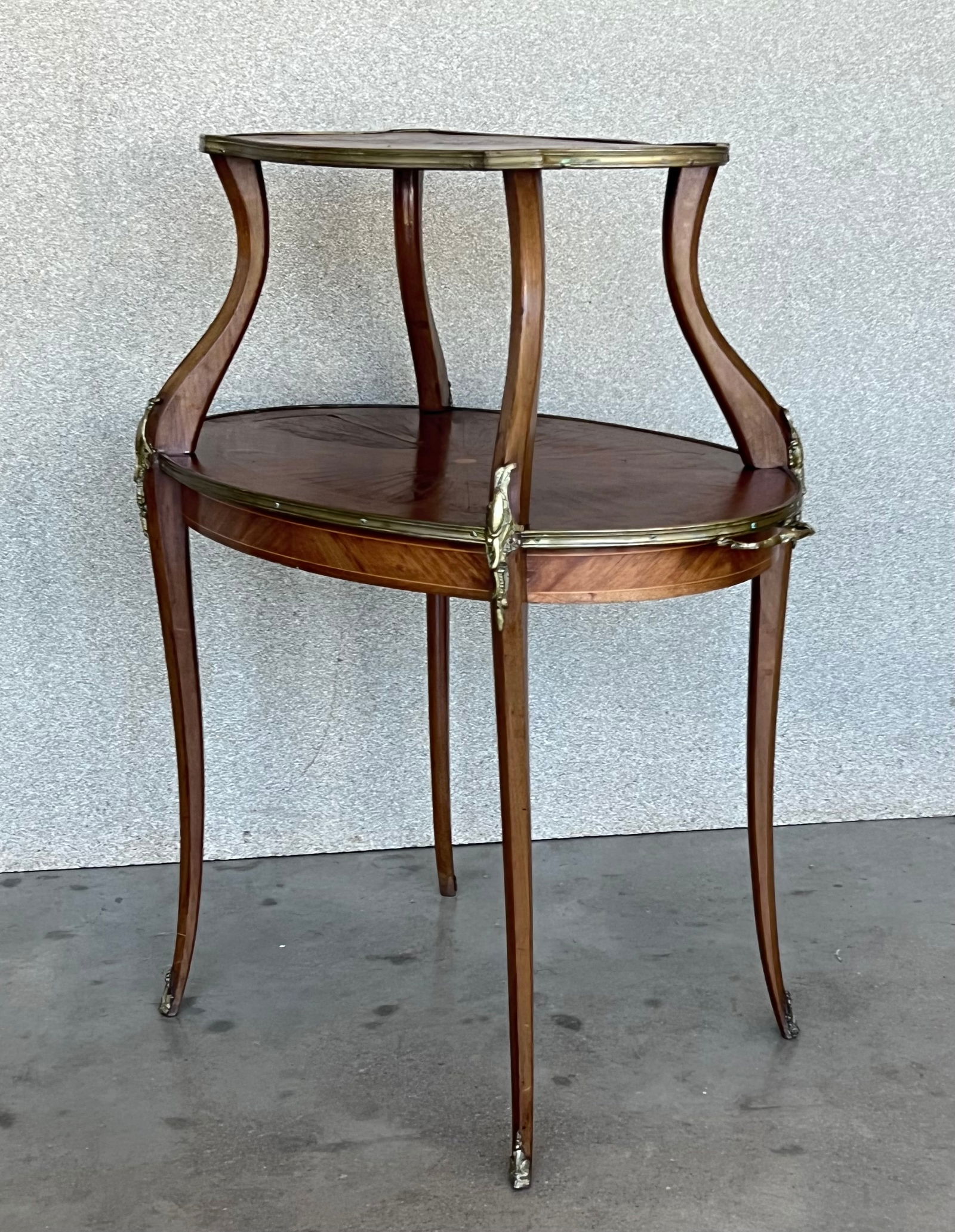 French Mahogany Brass Two-Tier Side or Coffee Table - 4