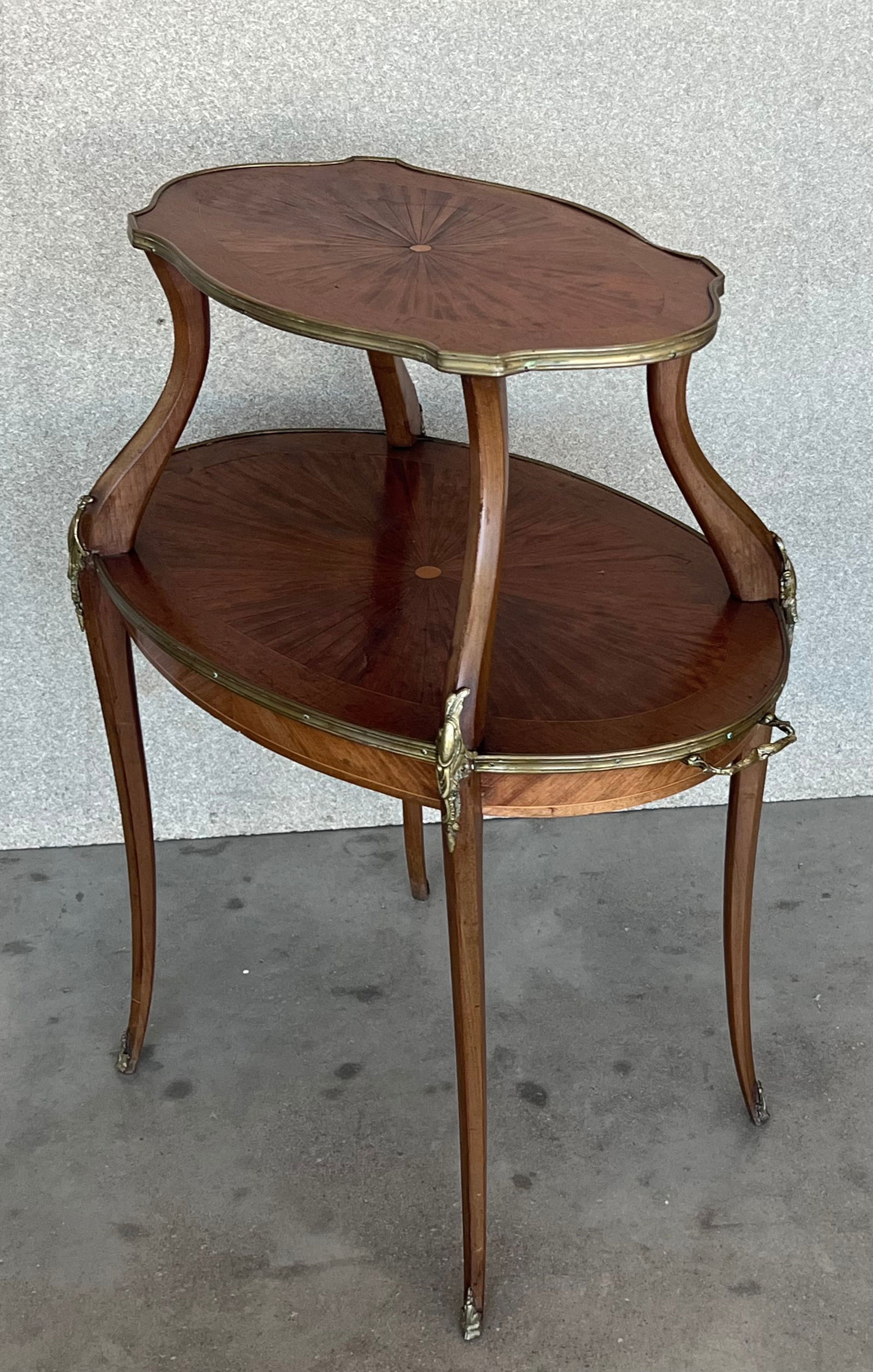 French Mahogany Brass Two-Tier Side or Coffee Table - 5