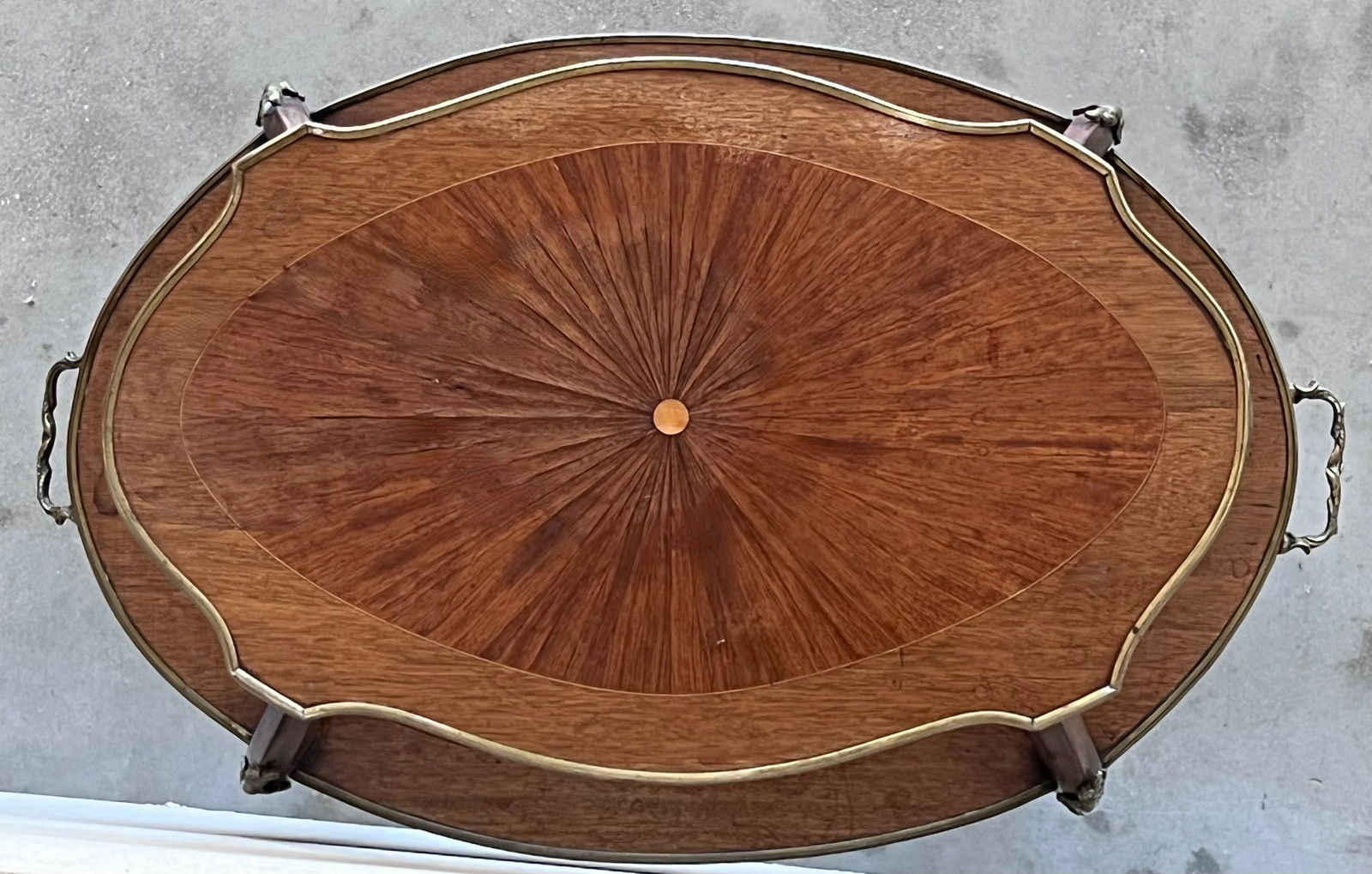 French Mahogany Brass Two-Tier Side or Coffee Table - 8