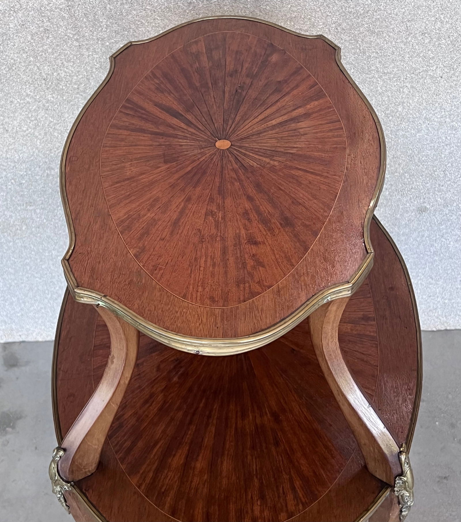 French Mahogany Brass Two-Tier Side or Coffee Table - 9