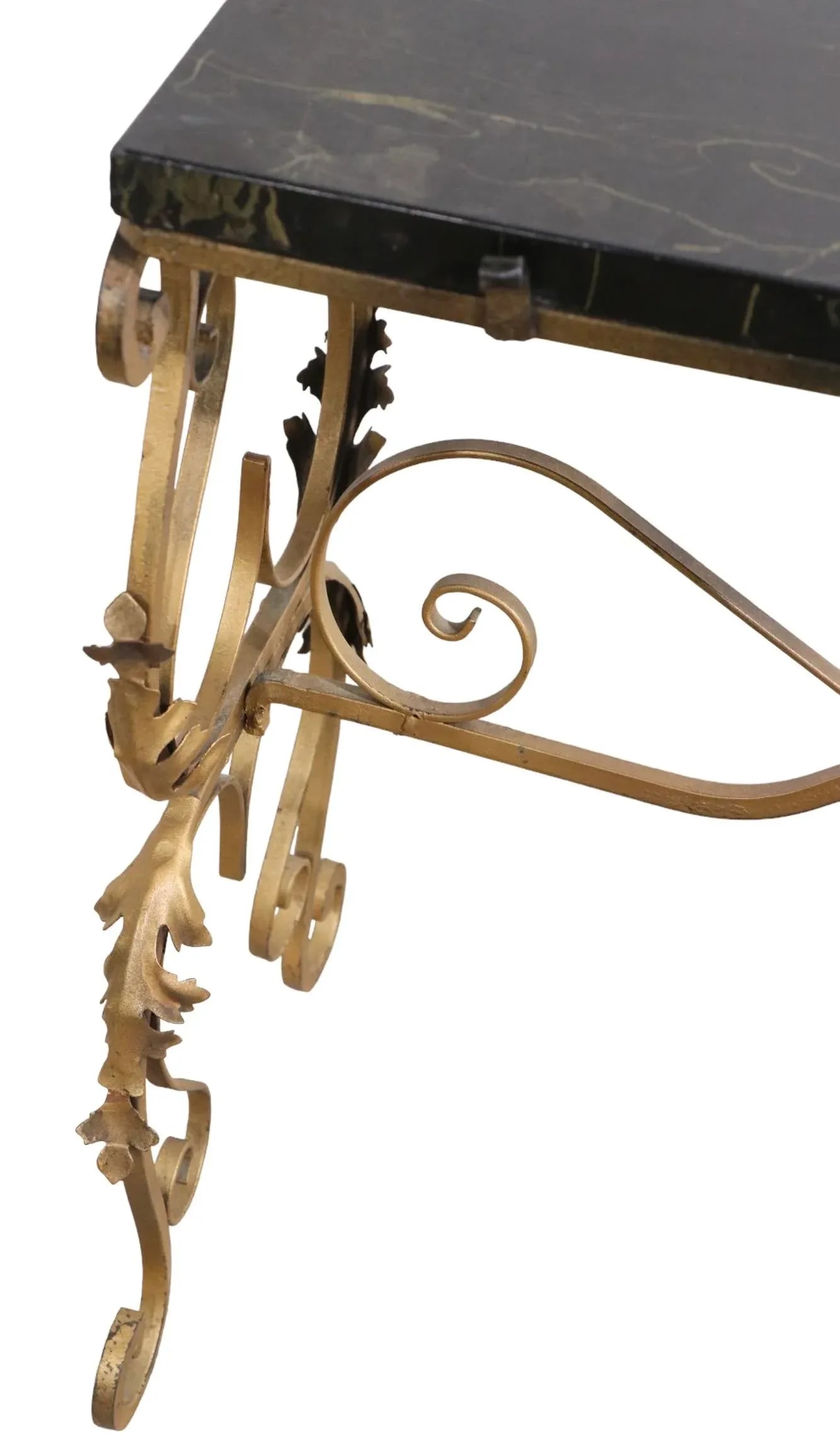 Art Deco Wrought Iron and Marble Top Side End Table After Oscar Bach - 5