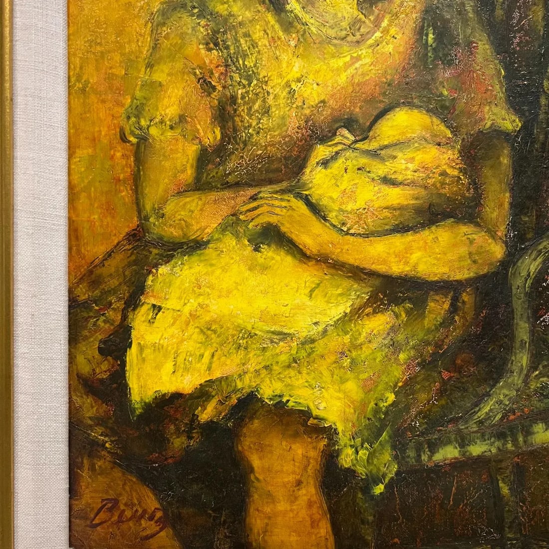 1960s Oil Painting Young Mother and Child Signed Art - 3
