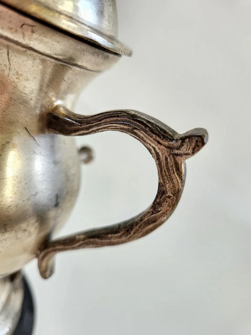 1960s Silver Plate Teapot on Stand Table Top Lamp - 5