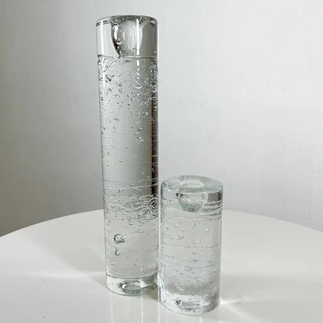 1970s Candle Holders Arkipelago Round Ice Glass Timo Sarpaneva Iittala Finland - 10