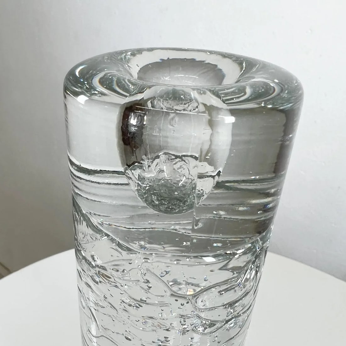 1970s Candle Holders Arkipelago Round Ice Glass Timo Sarpaneva Iittala Finland - 4