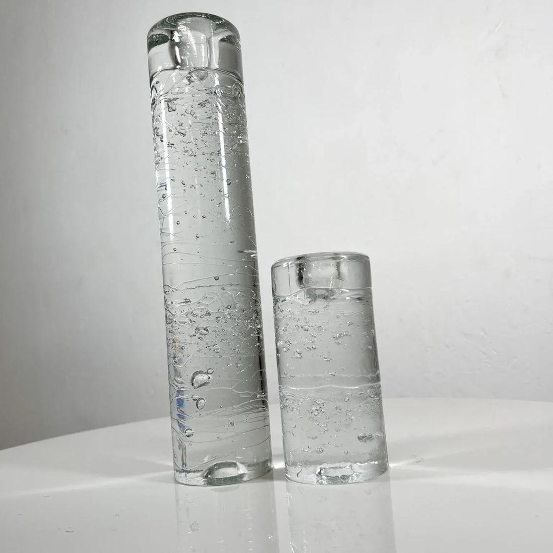 1970s Candle Holders Arkipelago Round Ice Glass Timo Sarpaneva Iittala Finland - 6